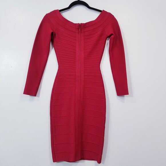 Herve Leger Candice Red Lipstick Dress Bodycon - Picture 4 of 14